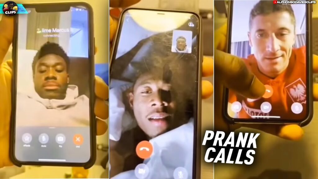 Alphonso Davies prank calls Lewandowski & Alaba..🤣🤣
