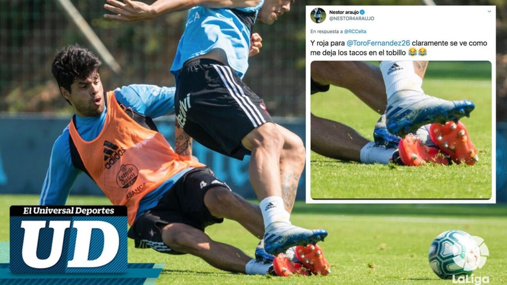 Le clavan los tachones a Néstor Araujo durante un entrenamiento