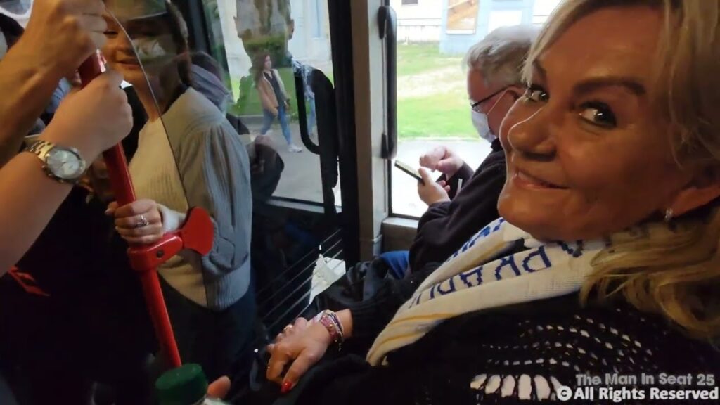 Kasper Schmeichel's Mom joins Leicester fans on the fans bus