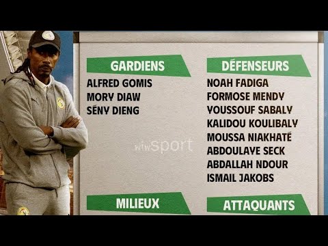 La liste d’Aliou CisséGardiens : Alfred Gomis, Seny Dieng, Mory DiawDéfenseurs:Youssouf Sabaly, Noah