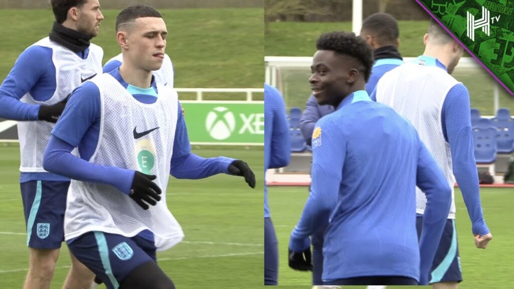 All action from SAKA, KANE and FODEN as England train ahead of Italy match!