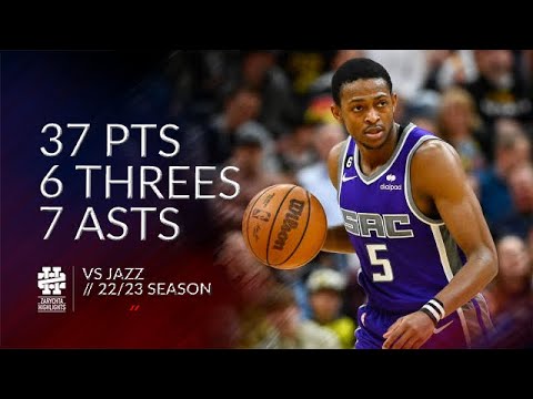 De’Aaron Fox 37 pts 6 threes 7 asts vs Jazz 22/23 season De'Aaron Fox 37 pts 6 threes 7 asts vs Jazz 22/23 season