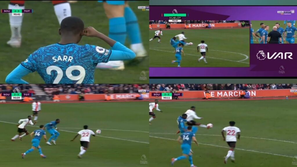 PremierLeague  Pape Matar Sarr  est fautif sur le pénalty...dans le temps additionnel. Sou 3-3 Totte