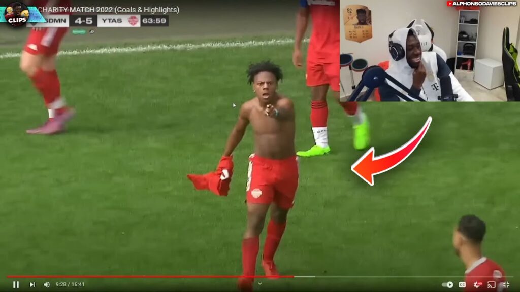 Davies reacts to Speed's goal at the Charity Match..😆