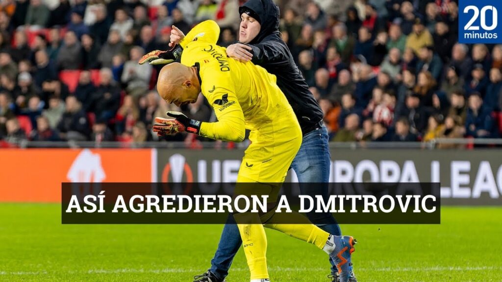 Un aficionado agrede a #Dmitrovic y acaba reducido por el portero sevillista