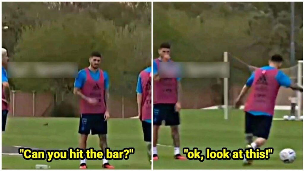 Rodrigo De Paul and Enzo Fernández challenge Lionel Messi with the Crossbar Challenge
