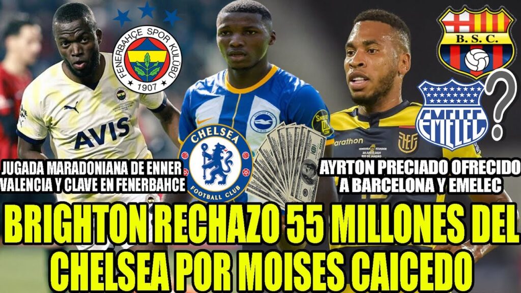 BRIGHTON RECHAZO 55 MILLONES DEL CHELSEA POR MOISES CAICEDO! AYRTON PRECIADO OFRECIDOA BSC Y EMELEC