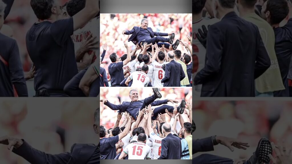 Iran tossed coach Carlos Queiroz in the air after their late win against Wales ❤️#qatar2022