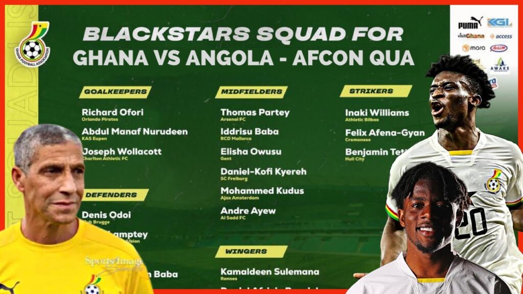 Ghana🇬🇭 Vs Angola🇦🇴 Black stars 26-man Squad chris Hughton will call up| Kudus, Partey & Ayew