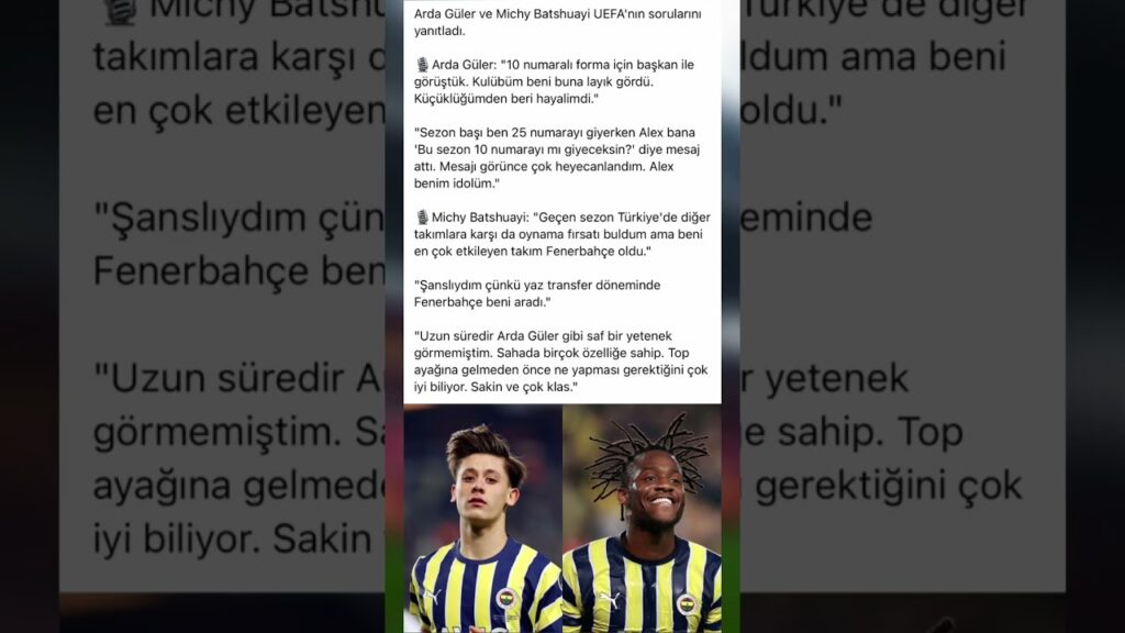 Arda Güler ve Michy Batshuayi UEFA’nın sorularını yanıtladı. #ardagüler #batshuayi #fenerbahçe #uefa