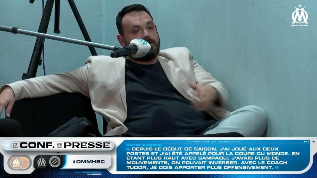 la conférence de presse d'Igor Tudor et Matteo Guendouzi avant OM-MHSC