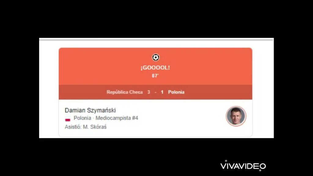 Gol de Damián Szymanski  República Checa 3-1 Polonia
