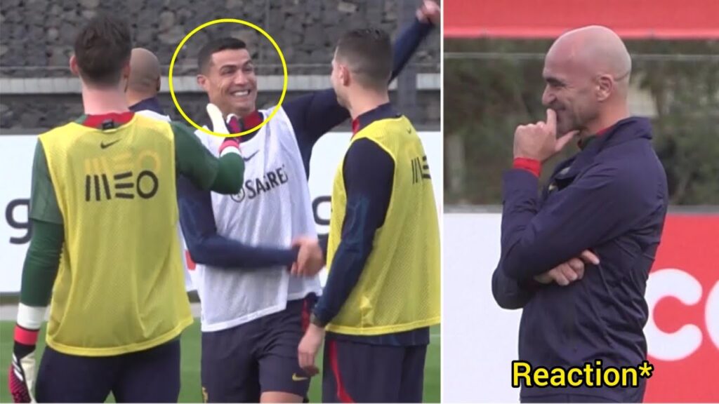 Cristiano Ronaldo made Martinez smile in Portugal training!!😆⚽🇵🇹