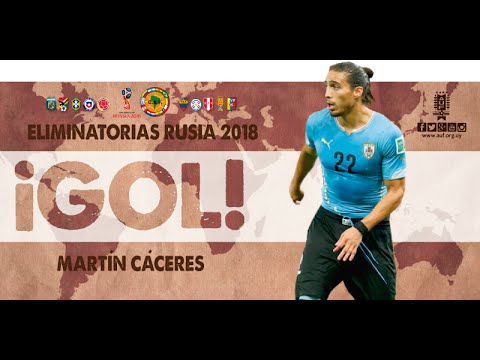 Gol de Martín Caceres a los 9′   Bolivia 0 1 Uruguay