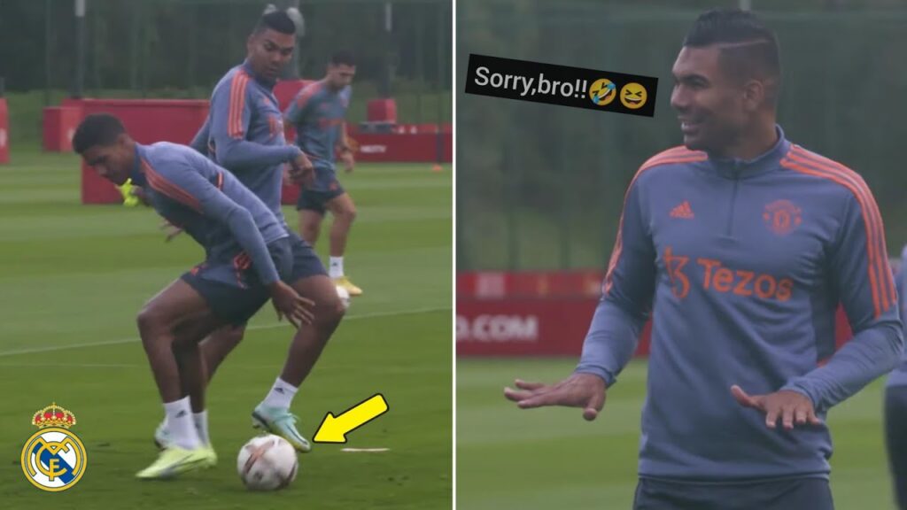 Casemiro Nutmeg Raphael Varane in Manchester United Training!!!🤣😆🇧🇷