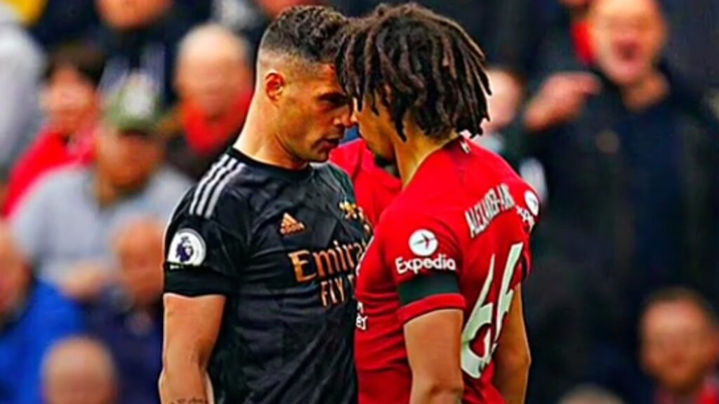 Xhaka vs Trent Fight | Xhaka & Trent bump chests in face-off after throws elbow