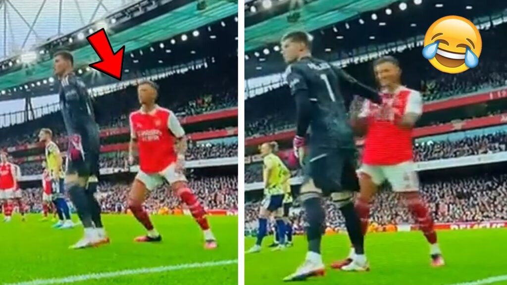 Hilarious🤣!  Watch Ben White caught taunting Leeds goalkeeper