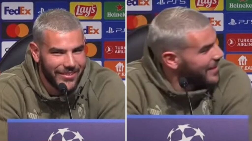 "Capelli azzurri per il Napoli?". Theo Hernández reagisce così 😅 Milan vs Napoli Champions League