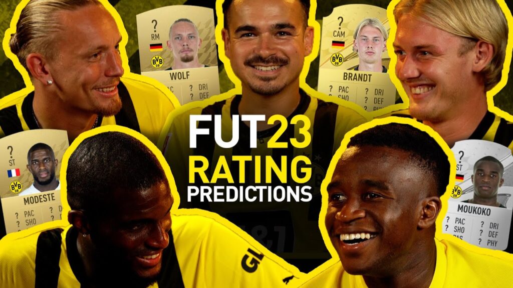 Moukoko, Modeste, Brandt & Wolf predict their FIFA 23 ratings! | BVB x eFootball