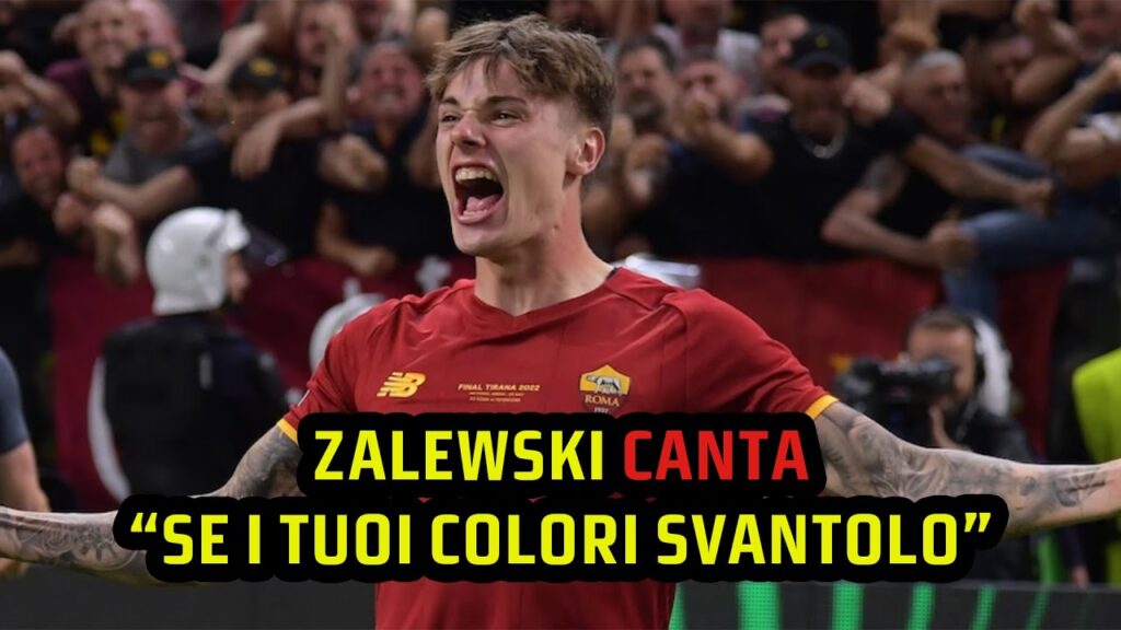 Nicola Zalewski canta "Se i Tuoi Colori Sventolo" - Zalewski canta il coro dopo Roma Monza 3-0