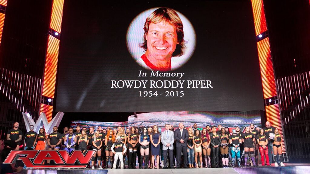The entire WWE roster honors WWE Hall of Famer "Rowdy" Roddy Piper: Raw, Aug. 3, 2015
