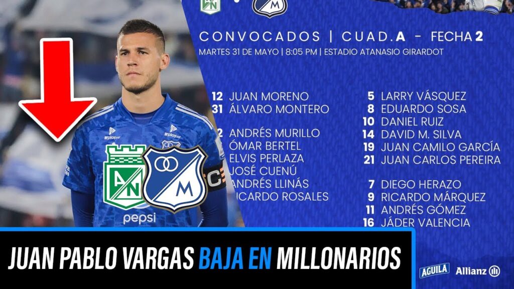 ✅💥Juan Pablo Vargas BAJA EN MILLONARIOS | ¿Quién lo reemplaza? | Previa VS NACIONAL | Convocados