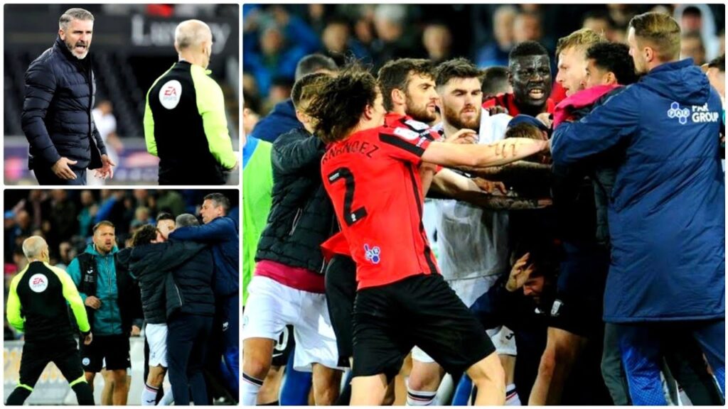 Joe Allen and Ryan Lowe were sent off in Swansea vs Preston 4-2 (RED CARD!)