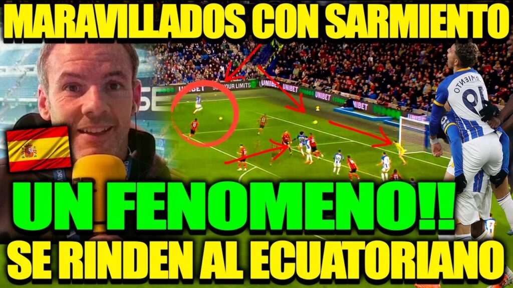 PRENSA ESPAÑOLA MARAVILLADA CON SARMIENTO TRAS SALVAR AL BRIGHTON EN PARTIDAZO ASISTENCIA A MITOMA