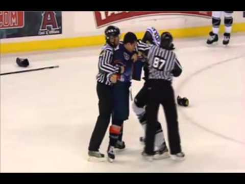 Ontario Reign's Chris Cloud Fights Colorado Eagles Liam Huculak 2-17-12