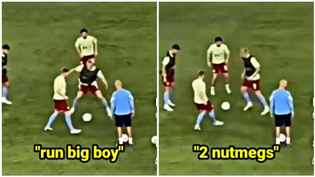 Kevin De Bruyne, Bernardo Silva and Ruben Dias drive Haaland crazy in a rondo