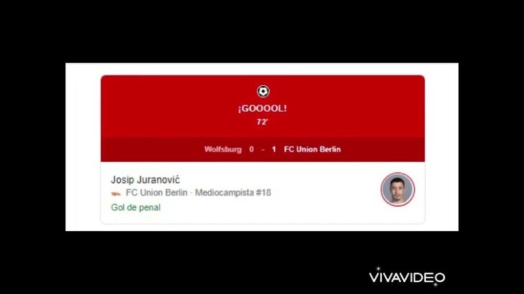 Gol de Josip Juranovic  Wolfsburgo 0-1 Unión Berlín