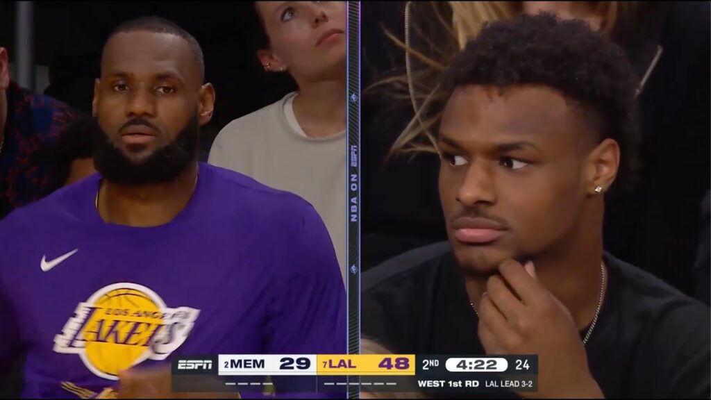 Bronny Watching LeBron James Close Out Grizzlies 🙏