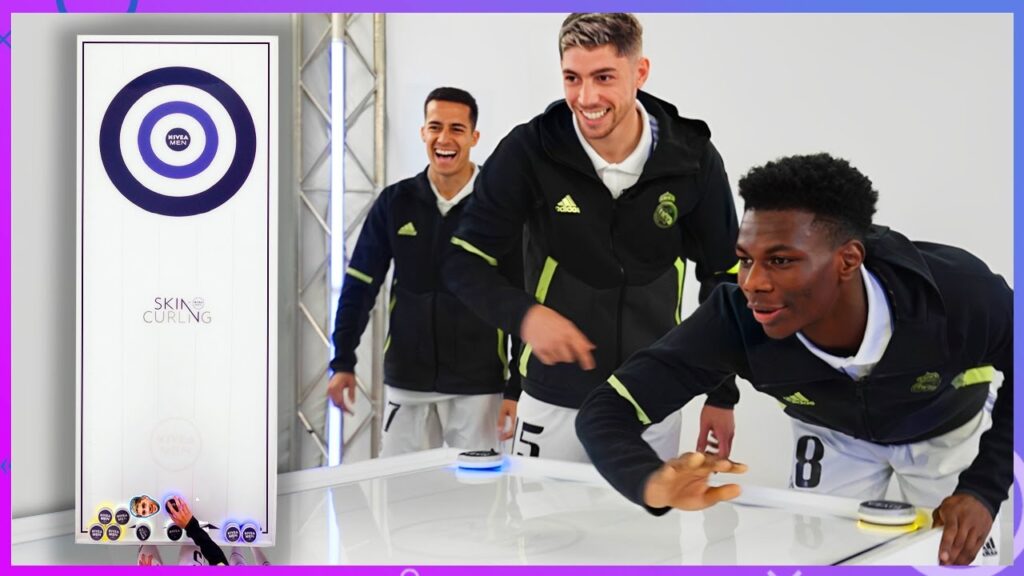 VALVERDE, LUCAS Y TCHOUAMENI compete in SKIN CURLING! | REAL MADRID