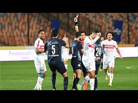 لحظة طرد على جبر لاعب بيراميدز أمام الزمالك في لعبة مع سيف الجزيري
