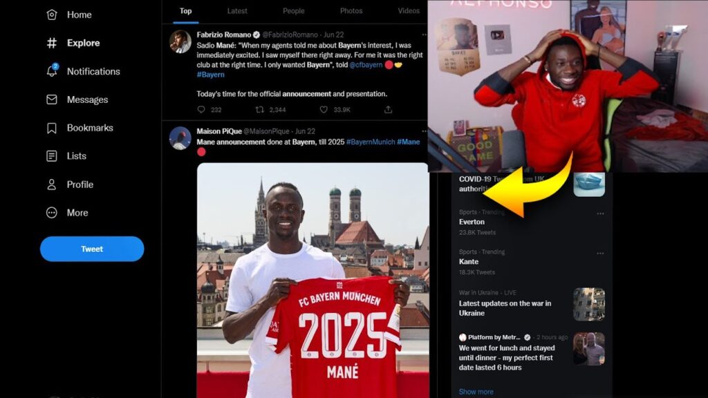 Davies reaction to Mane signing for Bayern..