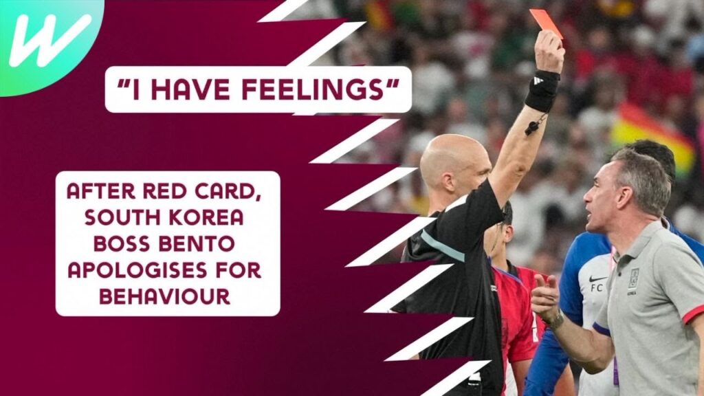 South Korea boss Bento apologises for red card | FIFA World Cup Qatar 2022 South Korea boss Bento apologises for red card | FIFA World Cup Qatar 2022