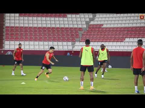 Firas Ben Arbi scores a goal in training ahead of the first match in AGL against Sharjah