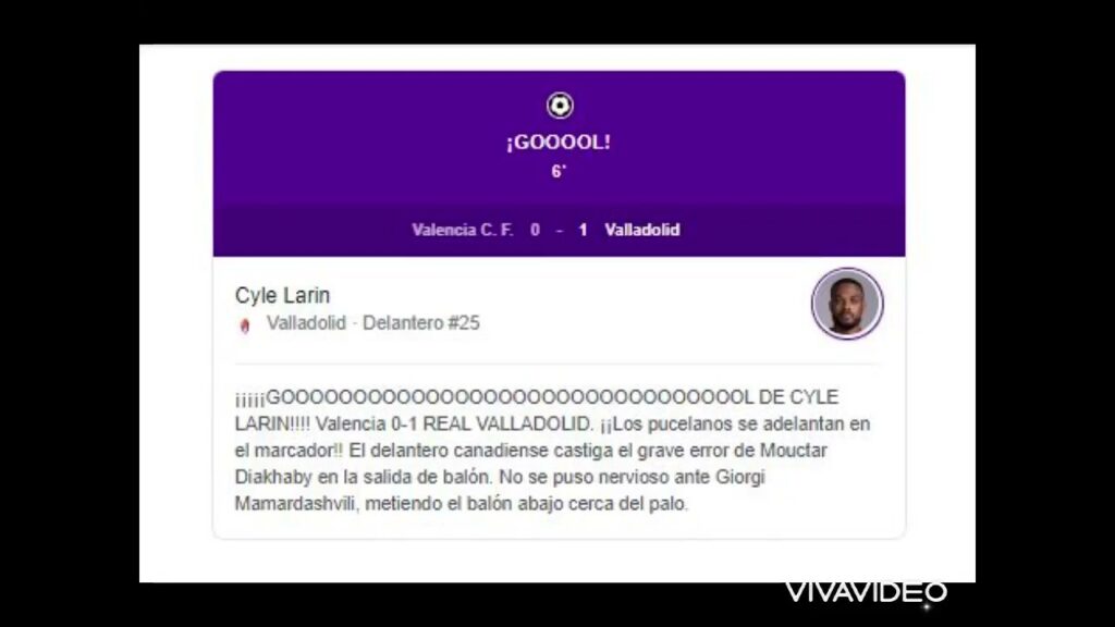 Gol de Cyle Larin  Valencia 0-1 Valladolid