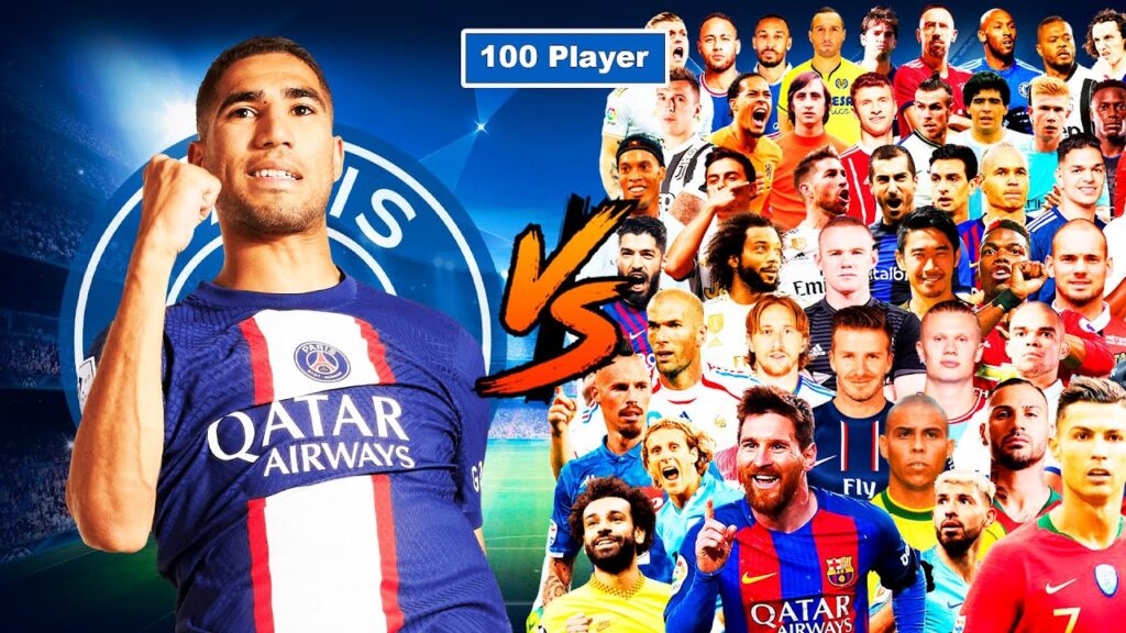 Achraf Hakimi 🆚 100 Player🔥💪(Ronaldo-Messi-Mbappe-Neymar) •8 Minutes•