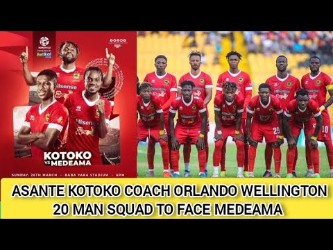 Asante Kotoko Coach Orlando Wellington 20 man Squad vs Medeama..Danlad Makes Big Statement 🔥✔️