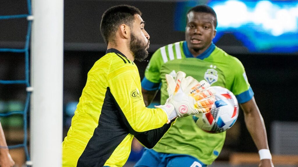 FULL APPEARANCE: Alex Roldan takes over goalkeeper duties for Stefan Frei