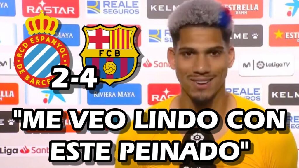 🤣🤣 LA RESPUESTA DE RONALD ARAUJO SOBRE SU PEINADO Y SER CAMPEONES DE LIGA ESPANYOL 2-4 FC BARCELONA
