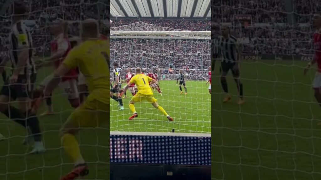 Aaron Ramsdale saves from Fabian Schar header.