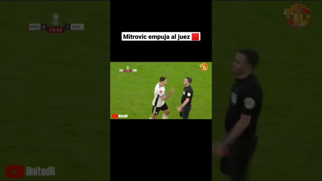 Mitrovic empuja al juez y se va expulsado #mitrovic #manchesterunited #fulham