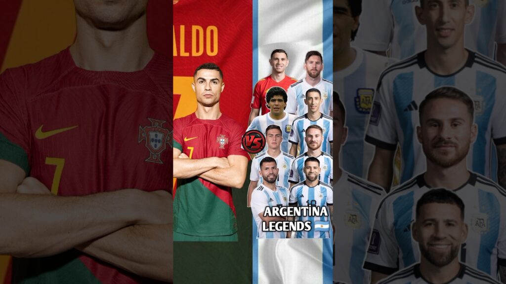 Cristiano Ronaldo VS Argentina Legends 😯🔥(Messi, Maradona, Di Maria, Dybala)😈💪💥