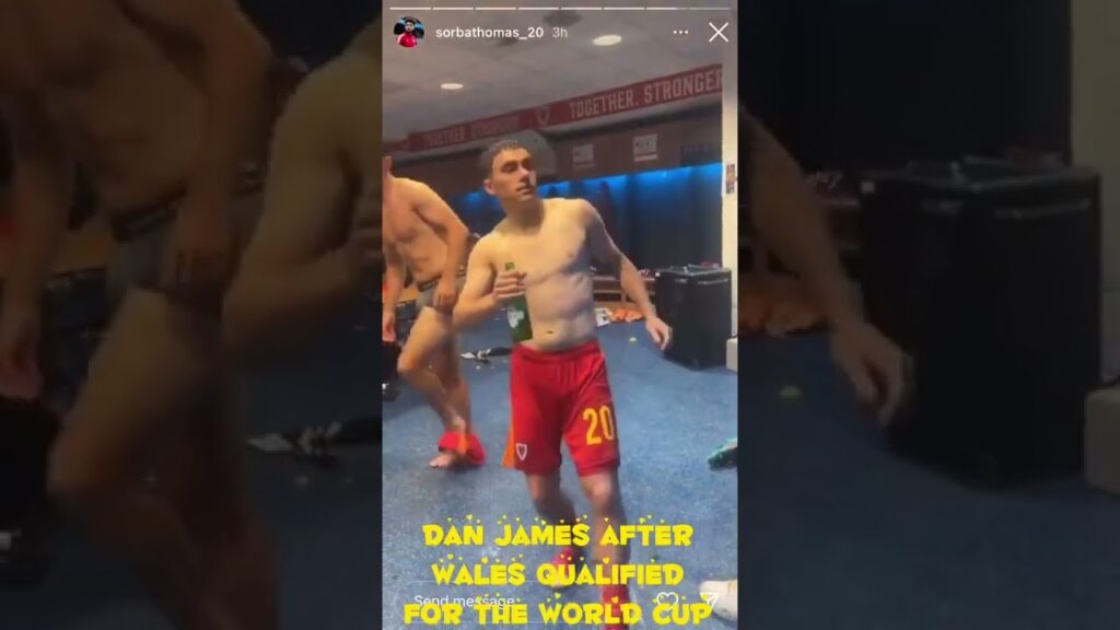 Dan James celebrating Wales qualification to the 2022 World Cup 😂