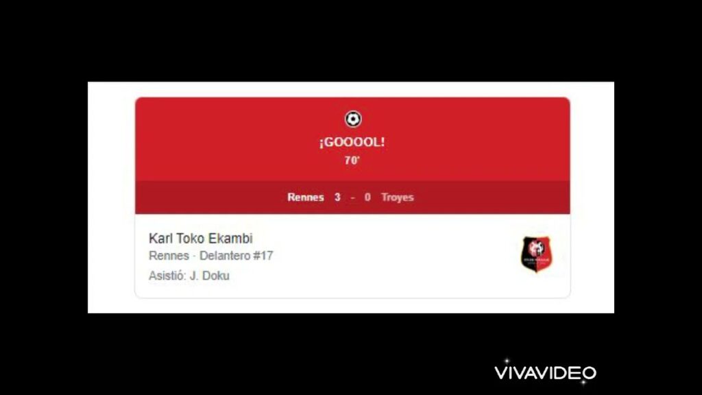 Gol de Karl Toko Ekambi  Rennes 3-0 Troyes