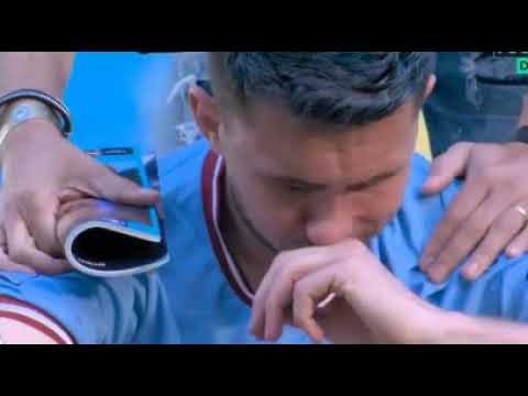 Aymeric Laporte is in tears at the Etihad