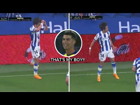 Takefusa Kubo do Cristiano Ronaldo Goal Celebration in La Liga match!!😆🇵🇹🇯🇵