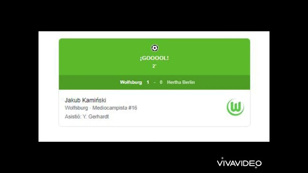 Gol de Jakub Kamiński  Wolfsburgo 1-0 Hertha Berlin